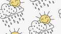 Happy Sun and Rain Cloud Dynamic Weather Pattern Vector, vector design Generative AI Royalty Free Stock Photo