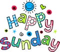 Happy Sunday Cartoon Text Clipart Royalty Free Stock Photo