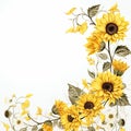 Happy sunflower border Royalty Free Stock Photo