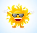 Happy sunny character in sunglasses