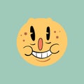 Happy sunny face. Vintage toons: funny character, vector illustration trendy classic