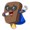 Happy super hero ice cream chocolate cartoon