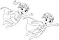 Happy Superhero Kid Kids Flying Isolated Coloring Page Royalty Free Stock Photo