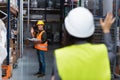 happy supervisor in hard hat waving