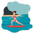 Happy surfer. Sea, beach. Vector illustration Royalty Free Stock Photo