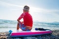 Happy Surfing boy. Royalty Free Stock Photo