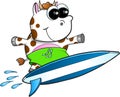 Happy Surfing Cow Vector Royalty Free Stock Photo
