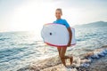 Happy Surfing girl. Royalty Free Stock Photo