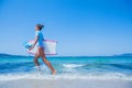 Happy Surfing girl. Royalty Free Stock Photo