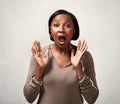 Happy surprised black woman Royalty Free Stock Photo