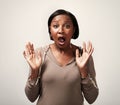 Happy surprised black woman Royalty Free Stock Photo