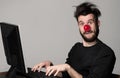 Happy Man On Red Nose Day.
