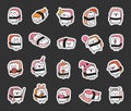Happy sushi in different poses. Sticker Bookmark