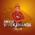 Happy Swami Vivekananda Jayanti. A celebration of Youth Day of India typography with graphic mnemonic, celebrate, unit, logo,