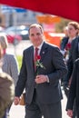 A happy Swedish Prime Minister Stefan Lofven walking in the May 1 protest march in Gothenburg in 2016.