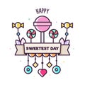 Happy Sweetest day. Vector illustration of ice cream. Royalty Free Stock Photo
