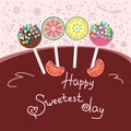 Happy sweetest day concept, greetings card. Colorful vector illustration, hand drawn style.