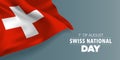 Happy Swiss national day greeting card, banner with template text vector illustration Royalty Free Stock Photo