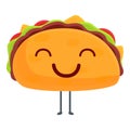 Happy taco icon, cartoon style Royalty Free Stock Photo