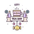 Happy Tea Day. Vector illustration of mug. Royalty Free Stock Photo