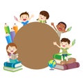 Happy teacher with Boy and girls learning or studying.children with Back to School Concept education Royalty Free Stock Photo