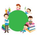 Happy teacher with Boy and girls learning or studying.children with Back to School Concept education Royalty Free Stock Photo