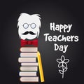 Happy Teacher Day vector. Illustration with books and glasses, chalk, board, isolated Royalty Free Stock Photo