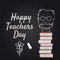 Happy Teacher Day vector. Illustration with books and glasses, chalk, board, isolated Royalty Free Stock Photo