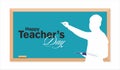 Happy Teacher\'s Day Banner - Silhouette of Teacher Writing on Board - Illustration Royalty Free Stock Photo