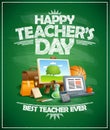 Happy teacher`s day card, best teacher ever poster