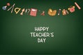 Happy Teacher's Day vector card with inscriptions. Design for greeting card, layout, logo, stamp or banner for Royalty Free Stock Photo
