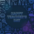 Happy Teacher`s Day vector concept colorful linear illustration Royalty Free Stock Photo