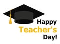 Happy teacher`s day vector poster design, best teacher ever, school elements set Royalty Free Stock Photo