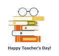 Happy teacher s day vector poster design, best teacher ever, school elements set Royalty Free Stock Photo