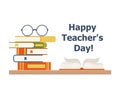 Happy teacher`s day vector poster design, best teacher ever, school elements set Royalty Free Stock Photo