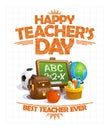 Happy teacher`s day vector poster design, best teacher ever Royalty Free Stock Photo