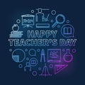 Happy Teacher`s Day vector round colorful linear illustration Royalty Free Stock Photo