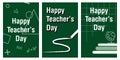 Happy Teachers Day poster, cover, banner, flyer. Set of three simple background Royalty Free Stock Photo