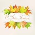 Happy Teachers day card with autumn leaves