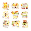 Happy Teachers Day Colorful Graphic Design Template Logo Series,Hand Drawn Vector Stencils Royalty Free Stock Photo