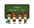 Happy teachers day greeting flat vector illustration. Royalty Free Stock Photo