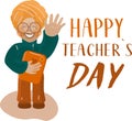 Happy teachers day happy world hindi teacher`s day set illustration worker set vector flat people happy smile