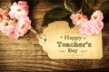 Happy Teachers Day message with pink roses Royalty Free Stock Photo