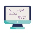 Happy teachers day, online learn class maths, isolated icon white background