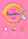 Happy Teachers Day Poster with Icons of Stationery