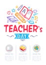 Happy Teachers Day Poster with Icons of Stationery