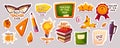 Happy teachers day stickers with books, chalkboard Royalty Free Stock Photo