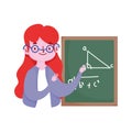 Happy teachers day, teacher with chalkboard arithmetic lesson Royalty Free Stock Photo