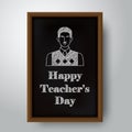 Happy teachers day vector illustration in wooden frame