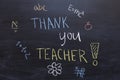 Happy Teachers Day written in chalkboard with colored chalk Royalty Free Stock Photo